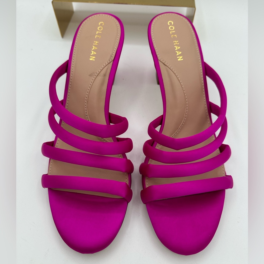 COLE HAAN Barbie Pink Satin Adella Sandal Heels | Size 8.5 - Picture 9 of 16